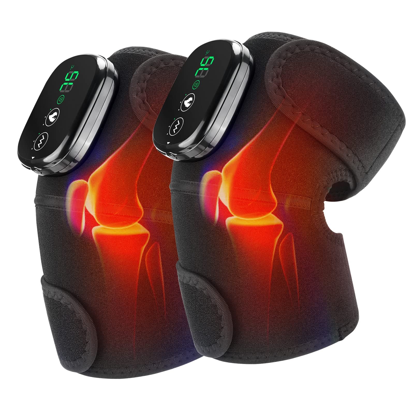 MOAJAZA Cordless 3-In-1 Knee and Shoulder Massager With Heat, Vibration Heating Pad, 3 Modes for Knee, Elbow, Shoulder Relaxation