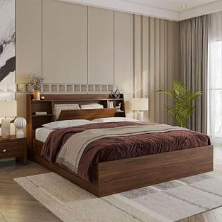 Wakefit Bed | 3 Yr Warranty | King Size Bed, Storage Box & Headboard Storage, Density: 680–750 kg/m³, Termite & Borer Resistant, Fits Mattresses Up to 8 Inches (Venus 78 x 72 - Columbian Walnut)