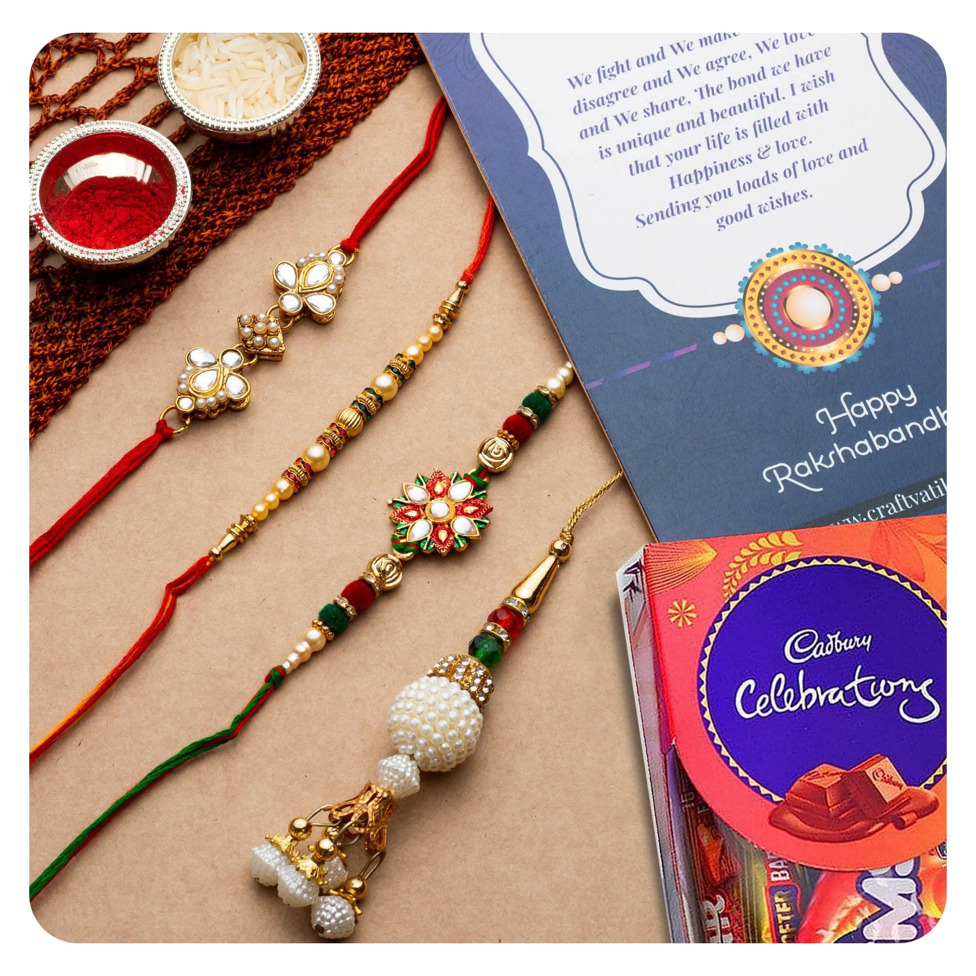 Rakhi for Brother Combo with Gift, Rakhi Gift for Brother Rakhi with Chocolate For Bhai Bhabhi Kids, Rakshabandhan Gifts for Brother with Rakhi, Rakhi set of 4 with Greeting Card
