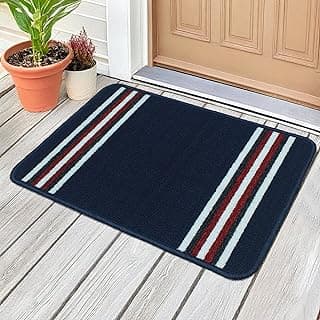 Pack of 1 Nylon Bathroom Mat Anti-Skid Bath Rug | Floor Mat for Bathroom, Kitchen, Bedroom & Office |Navy Blue Stripes Design-(37x57cm)