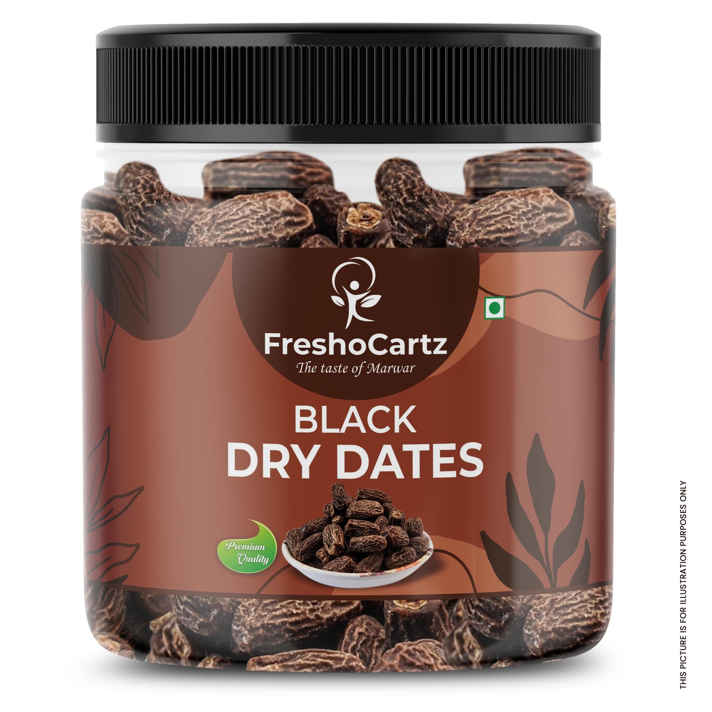 FreshoCartz Premium Black Dry Dates 250gm | Khajoor | Indian Chuhara | Dry Kharek in Jar Pack | Ideal for Gifting, Traditional Recipes & Every Day Use