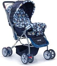 LuvLap Starshine Baby Stroller/Pram for 0 to 3 Years, New Born/Toddler/Kid, Lightweight,Adjustable backrest, 360° Swivel Wheel, Large Storage Basket, Reversible Handlebar (Blue)