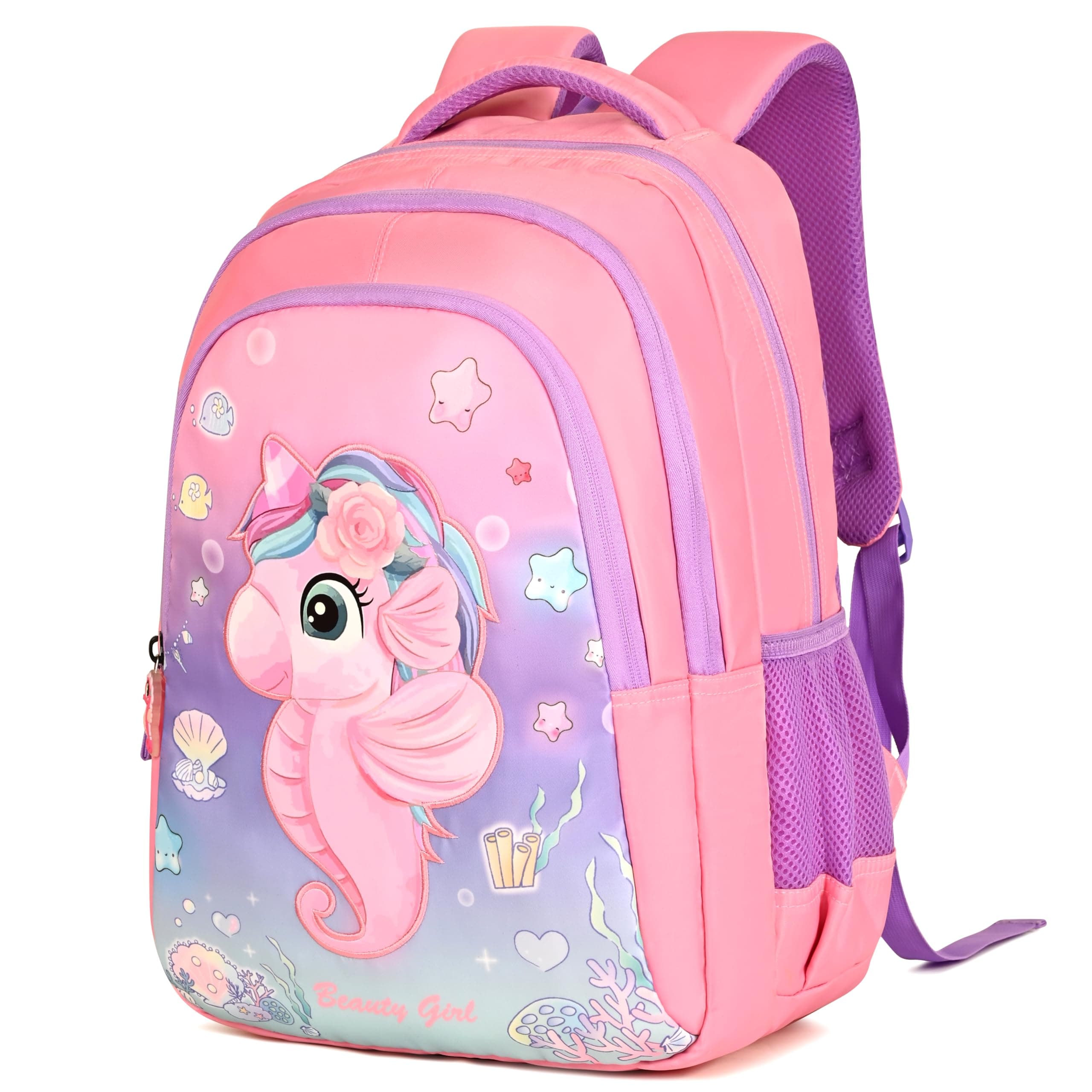 BEAUTY GIRLS BY HOTSHOT SEAHORSE_1655| school bag for girls|kids bag|17 inch|backpack for girls |water resistant|26L school bag