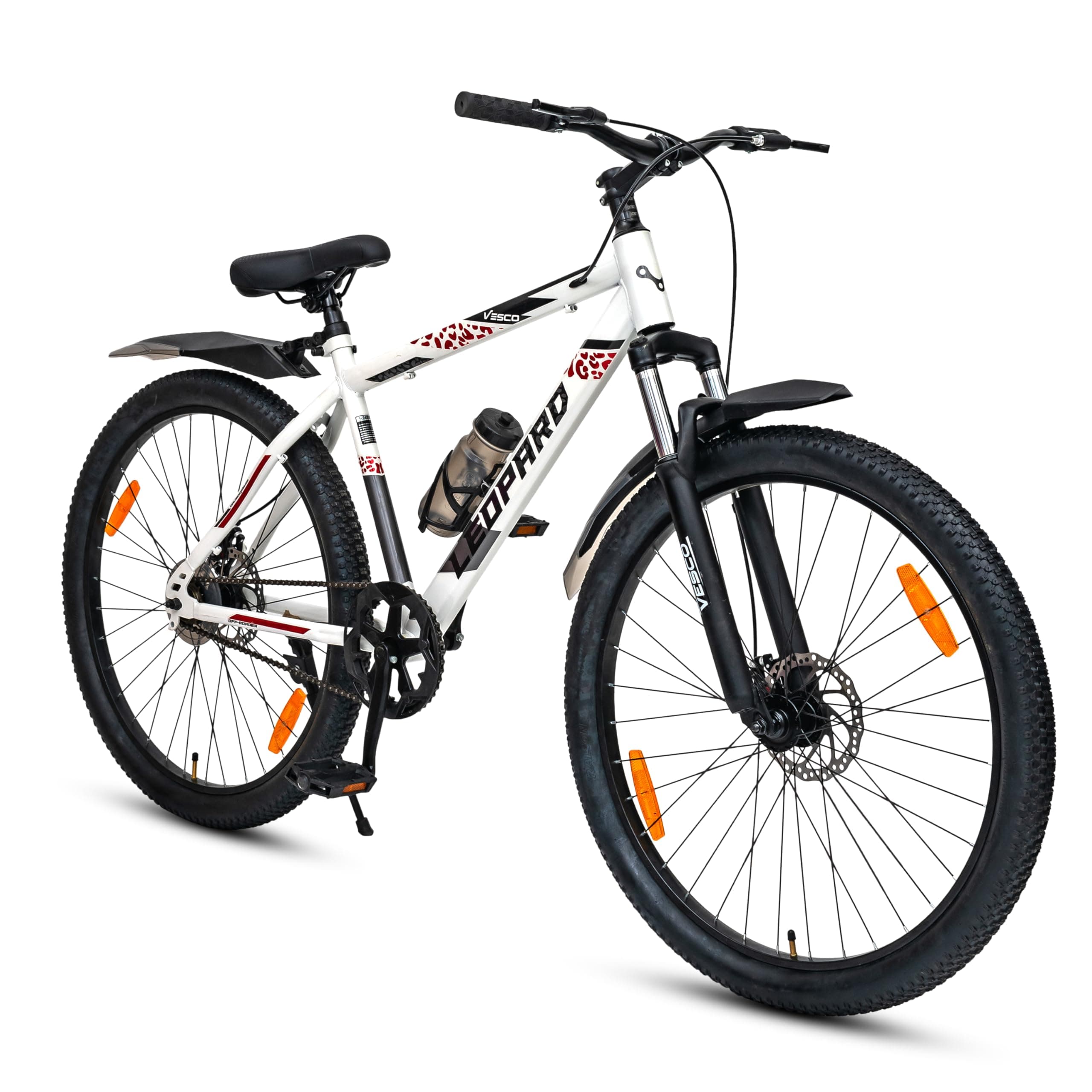 VESCO Leopard 27.5-T Cycle for Men with Front Suspension | Frame 18 Inch | Single Speed MTB Mountain Bike | Ideal for 17+ Years Adult Men & Women (White)
