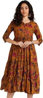 BIBA Women Printed Mix and Match Below The Knee Dress