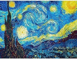 HASTHIP Diamond Painting Kit, 5D Diamond Painting Kit, The Starry Night By Master Van Gogh, Rhinestone Extremely Shiny Diamond Painting Art, Abstract Style Room Decoration (30Cm X 40Cm)