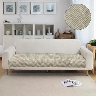 Amazon Basics – Velvet Quilted Make Your Own Sofa Cover | 3 Seater | Multi-Layered Fabric | 180cm x 70cm | 350 GSM | Color - Beige