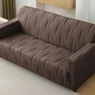 HOKIPO 200 GSM Premium Knitting Jacquard Sofa Cover 3 Seater Fully Covered, 'Nestiva Series' Chocolate Brown (AR-5309-BR)