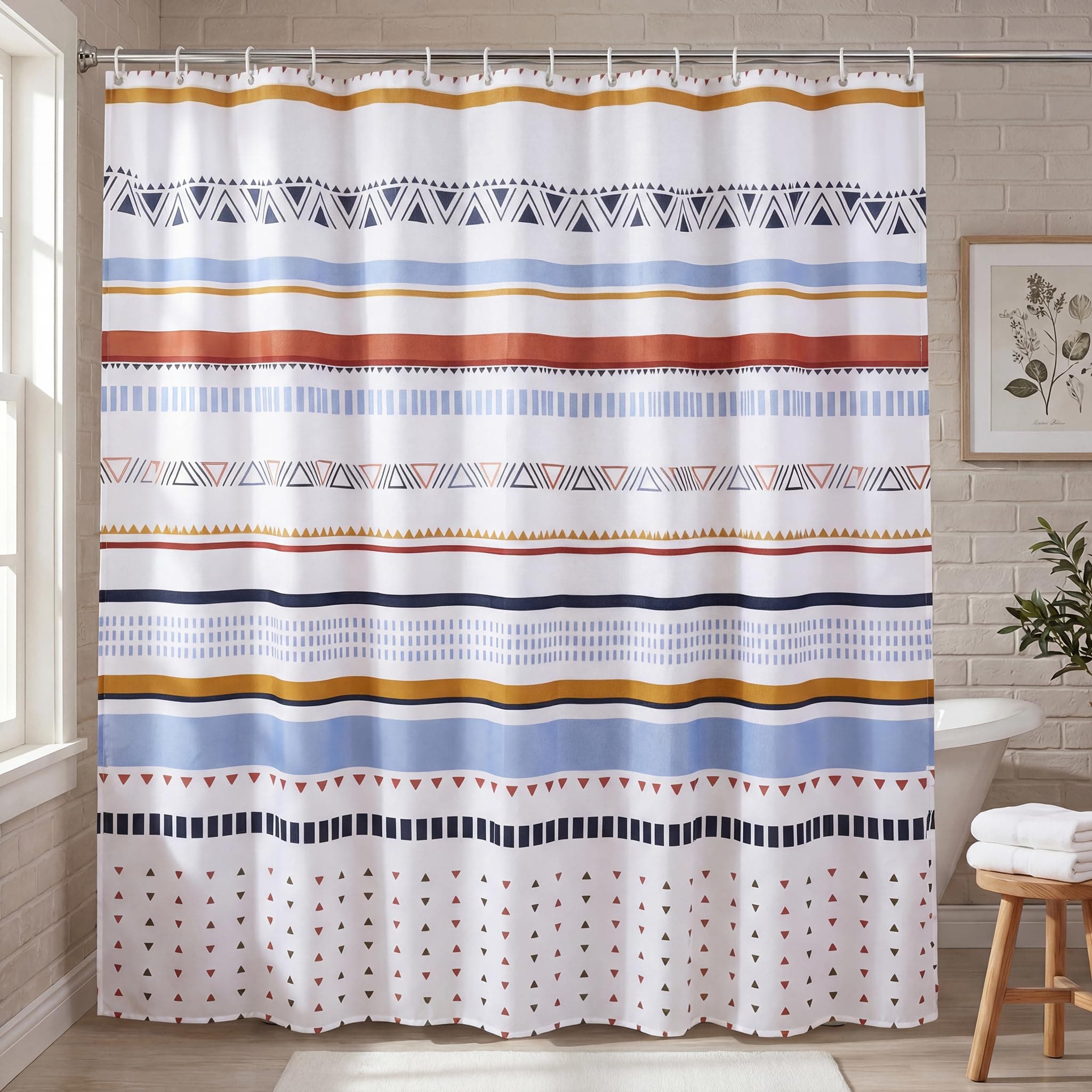Decor & More Polyester Shower Semi Sheer Curtain||200 * 180 Cm Bathroom Shower Curtains With 12 Hooks Included||Waterproof Shower Curtains For Bathroom,Hotels & Spa||Set Of 1,Polka Dots Large,Clear