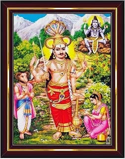 Pavan Photo Laminations Lord Veerabhadra Swamy Veer Veera Bhadra Wall Painting Framed Home Decor (Wood,Acrylic,Brown,Big Size,10x12 Inch) B279M