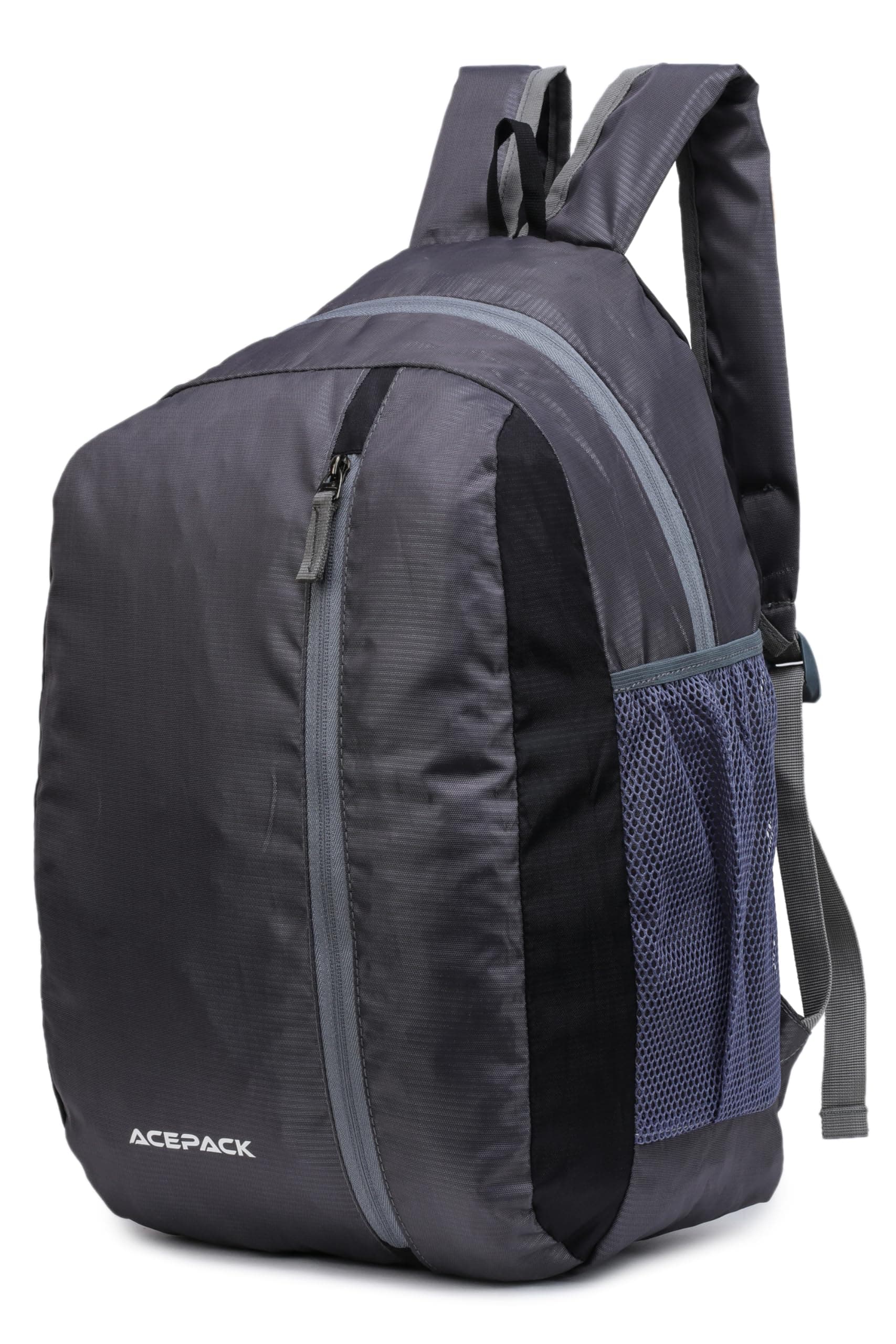 ACEPACK Daypack Bag 2 Compartment Backpack for Daily Use - Library, Office, Outdoor Hiking (Grey)