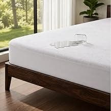 OYO BABY 100% Waterproof Premium Cotton Feel Mattress Protector Double Bed 72x75 Inch|Ultra Soft Breathable & Hypoallergenic Fitted Bed Protector Terry Cover(6x6.3 feet, Fits Upto 10 Inches, White)