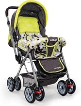 LuvLap Sunshine Baby Stroller / Pram for 0 to 3 Years, New Born / Toddler / Kid, 5 Point Safety Harness, Adjustable backrest, 360° Swivel Wheel, Large storage basket, Reversible Handlebar (Green)