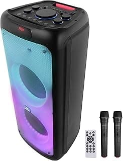 ZEBRONICS 120 Watts Party Speaker with 2 Wireless Mic, 7 hrs Playtime, Karaoke & Recording Function, TWS, Bluetooth, USB, AUX, mSD, RGB Modes (Thump 700 Black)