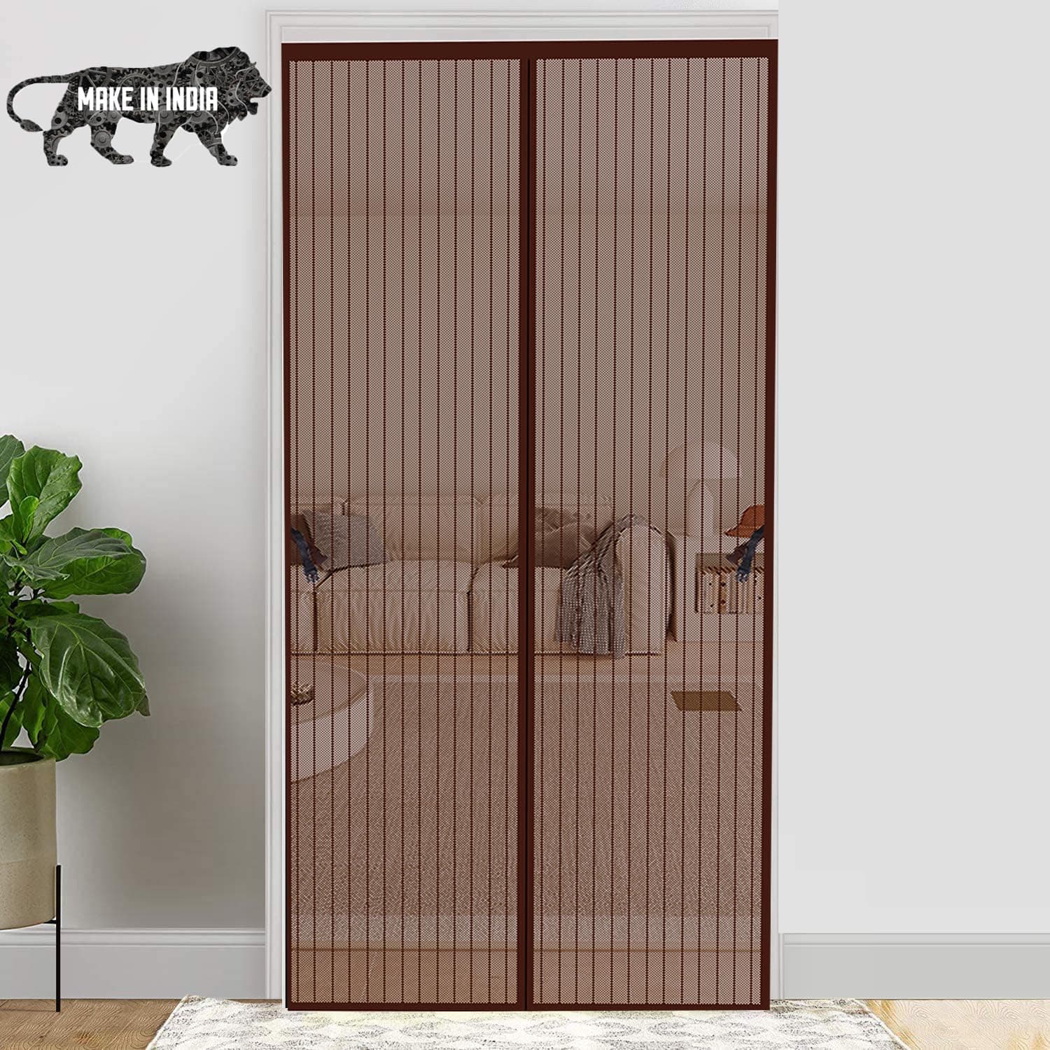 KARP Mosquito Net for Door – Heavy Duty Mesh Screen Door with Stay-Open Buckle, Auto Close Magnets, Hands-Free Entry, Easy Install, Pet & Kid Friendly for Home (120 X 220, Coffee)