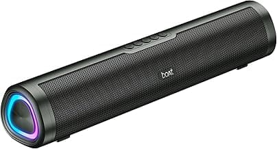 Boat Aavante 2.0 150, 2.0 CH, 16W Signature Sound, RGB LEDs, Dual Full-Range Drivers, Upto 5H Battery, TWS, Multi Ports, Bluetooth Sound bar, Home Theatre Soundbar Speaker (Premium Black)