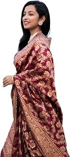 EthnicJunction Women's Kanchipuram Silk Half and Half Woven Saree With Blouse Piece |Wedding Saree