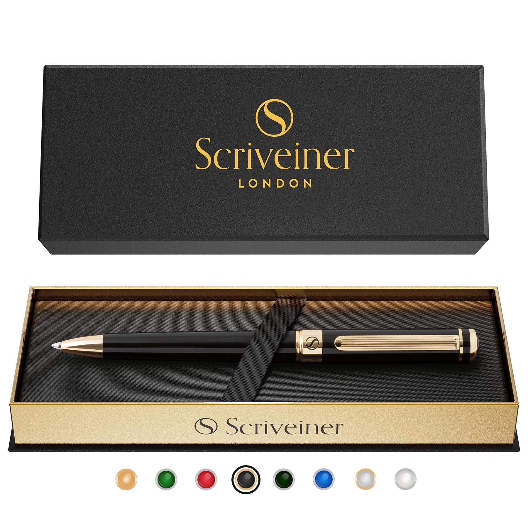 Scriveiner Black Lacquer Ballpoint Pen – Stunning Award-Winning Luxury Pen, Schmidt Black Refill, Best Ball Pen Gift Set for Men & Women, Professional Executive Office, Nice Fancy Designer Pens