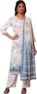 Aurelia Cream Printed Asymmetrical Dress & Tighs Set