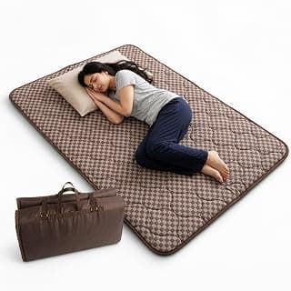 MYARMOR Foldable Floor Mattress, Brown, 72x48x1 Inch | Cotton Comfort Top, Waterproof Polyester Base, Portable Lightweight Single, For Travel, Hostel, Guests & Home