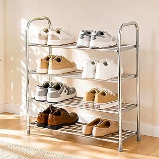Lifelong Shoe Rack for Home | 4-Tier Multipurpose Storage Stainless-Steel Stand| Ideal for 12 Shoe Pairs|Space Saving Organiser for All Footwear Like Slippers & Sneakers |Durable with Chrome Finish