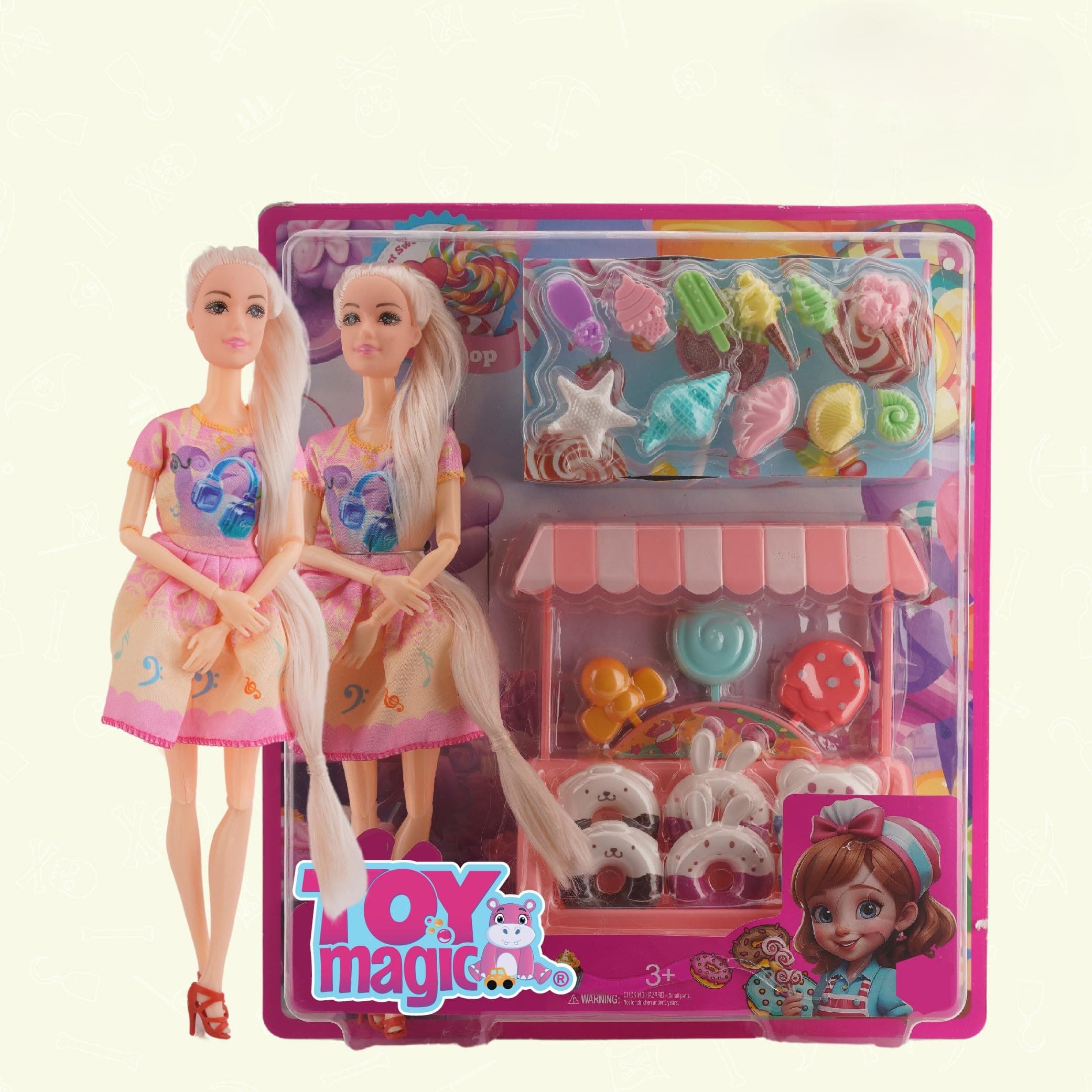ToyMagic Candy World Playset with Doll | Fun Pretend Candy Shop & Colorful Candies | Interactive Role-Play Toy for Imaginative Play | Birthday Gift for Kids Age 3+ | Sweet Adventures Await!