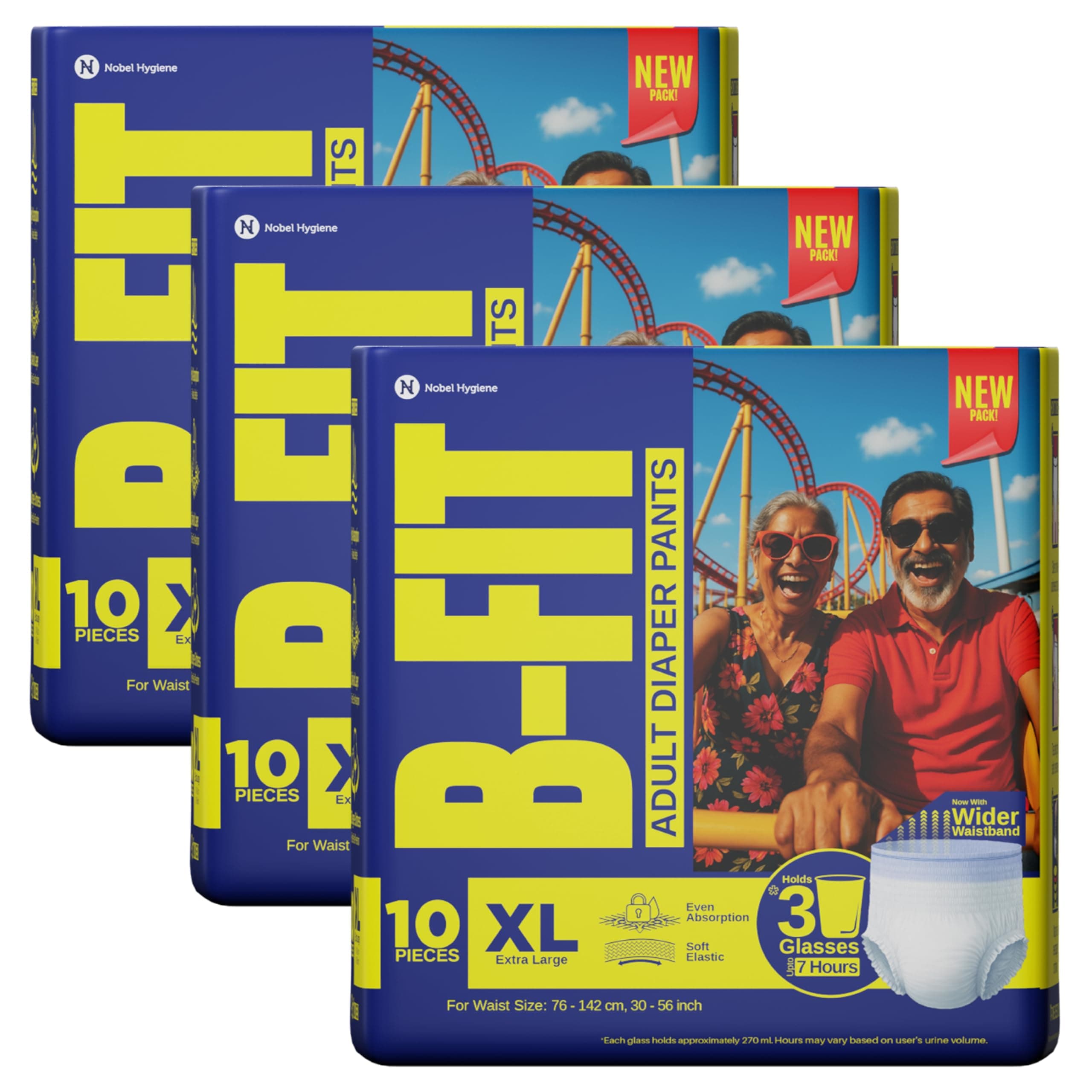 B-Fit Regular Adult Diaper XL Size Pants | 30 Count (Extra Large) | Waist 30-56 inch | Unisex | Leakproof | Even Absorption | Long Protection hours | Brief-Like Fit & Soft Elastic Waist