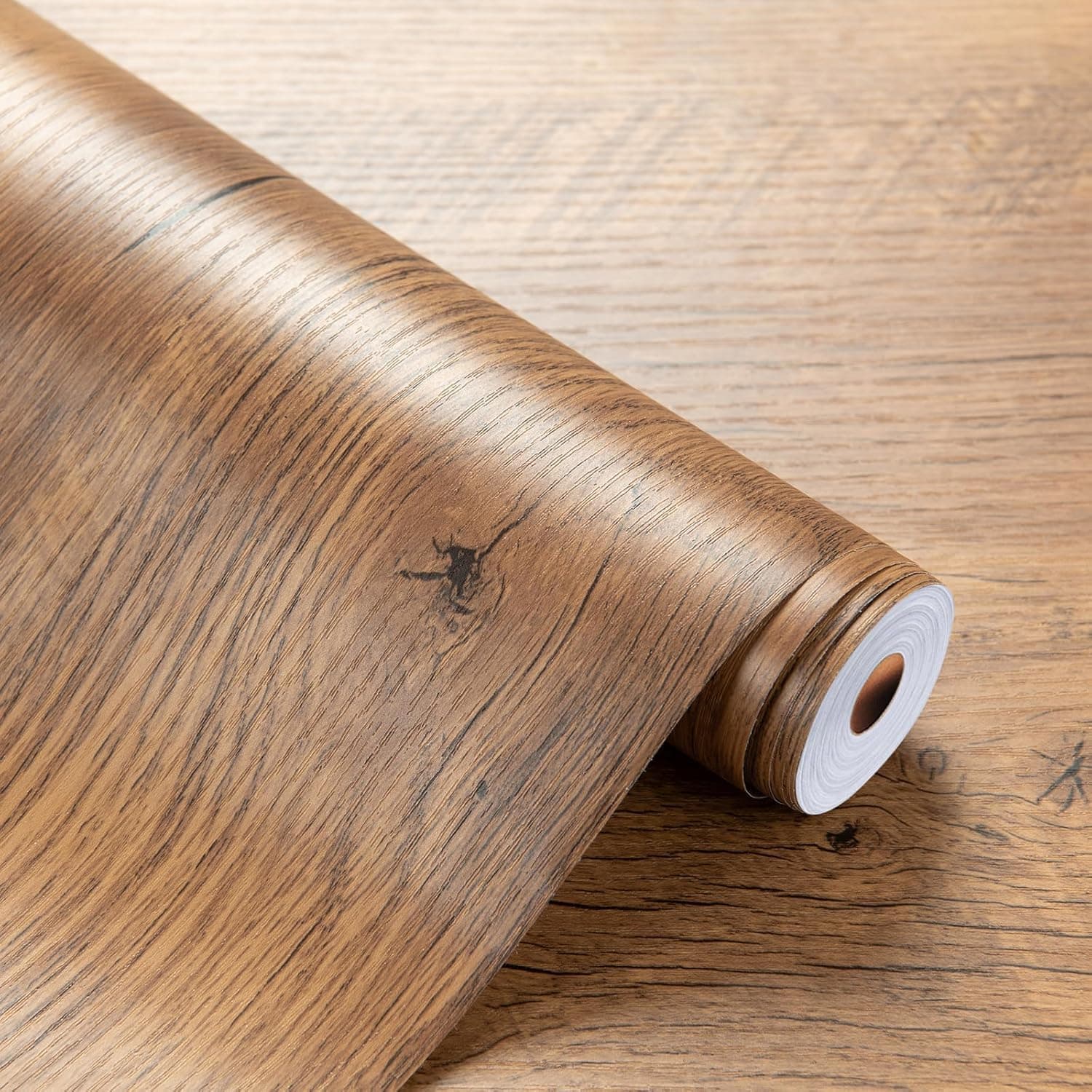 HOMSUN Self-Adhesive Wood Contact Paper for Cabinets Peel and Stick Grain Removable Wallpaper for Countertop Furniture Kitchen Wall (Wood 2, 24 by 38 INCH)