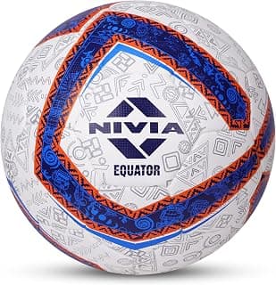Nivia Equator Football, Match Ball, 32 Panels, Durable & Soft PU Leather Cover, Butyl Threadwounded Bladder, FIFA Quality, Made for Tournaments, to Play on Both Natural and Artificial Grass