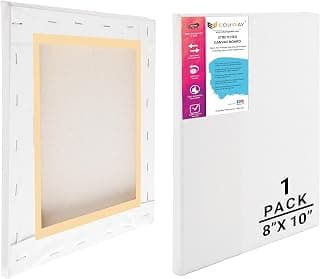Eduway Medium Grain 8x10 Inch - Cotton Pre Stretched Canvas with Wooden Frame for Painting, White - (Set of - 1 Pcs) - (20x25 Cms)