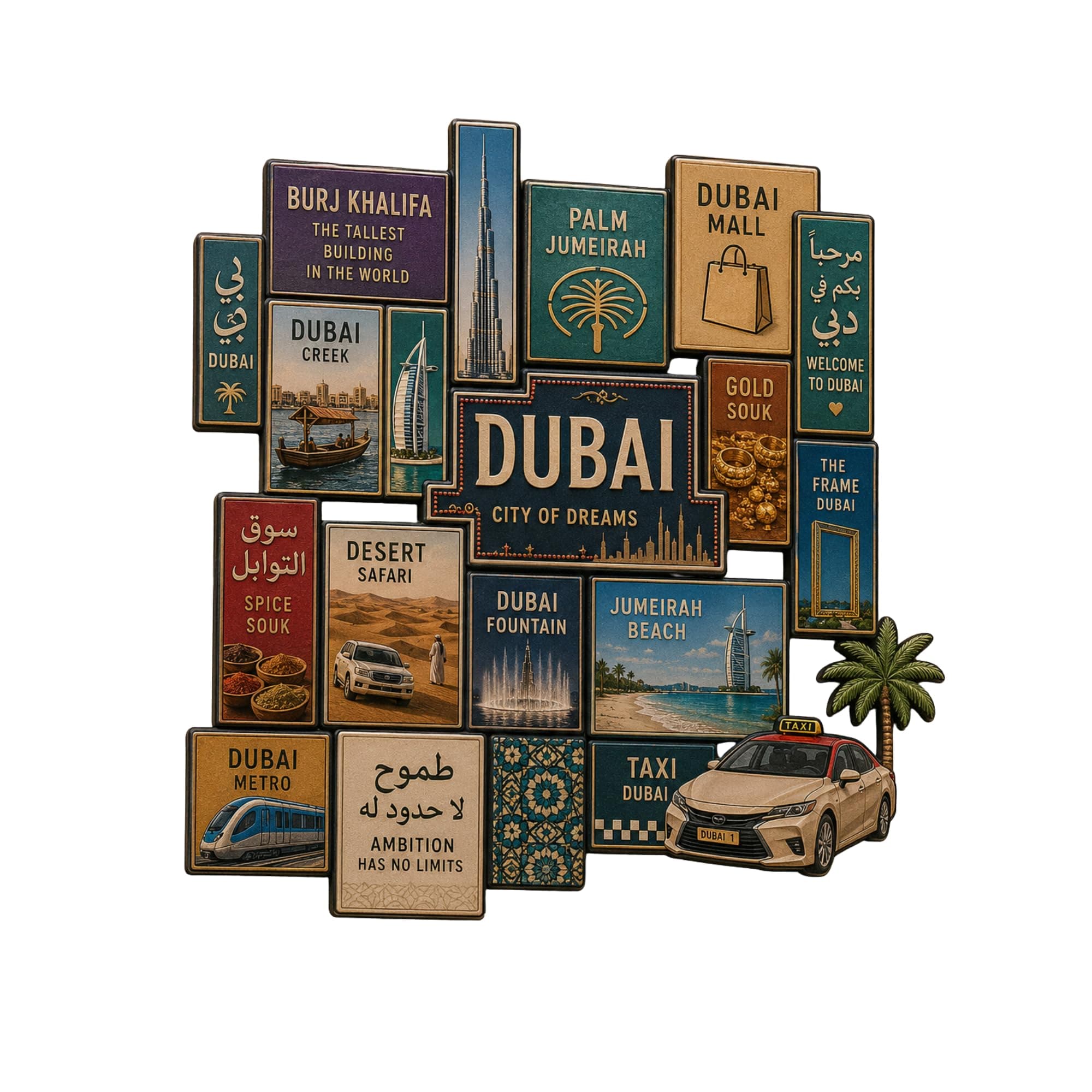 GiftODay 3x4 Inch Country Souvenir Wooden Fridge Magnet for Refrigerator Decoration | Stylish Travel Souvenir Gift for Kitchen, Office & Home Decor (Dubai)