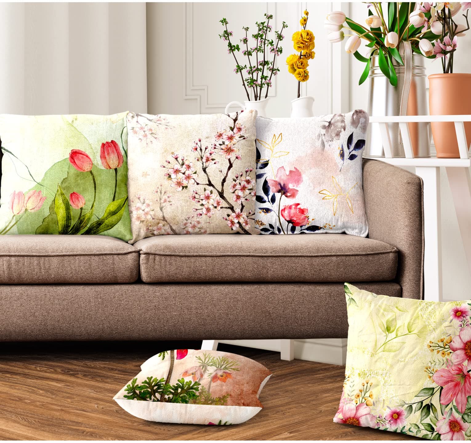 Ultimate Trends Polyester Digital Modern Printed Cushion Cover 24x24 Set of 5, Multi Color (UTCC-1203_ 24)