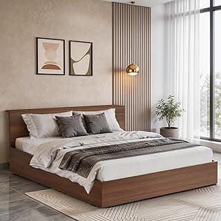 ABOUT SPACE Bed - (84 x 74 inches) King Size Bed Without Storage | Engineered Wooden Bed Frame with Headboard & MDF Board for Mattress | 1-Year Warranty Cot for Bedroom - Maldau Acacia (Rustic Brown)