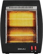 Bajaj RHX-2 Halogen Heater | 2 Heat Settings-400W/800 Watts | Noiseless Operation | DuraElement With 1-Yr Heating Element Warranty | Convection Room Heater For Winter | 2-Yr Warranty 【Black】