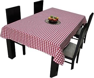 AIRWILL Branded, 100% Cotton Gingham Checks with Multicolor Combos of 4/6 Seater Tablecloth, Sized 140Cm Width and 140Cm Length - Square