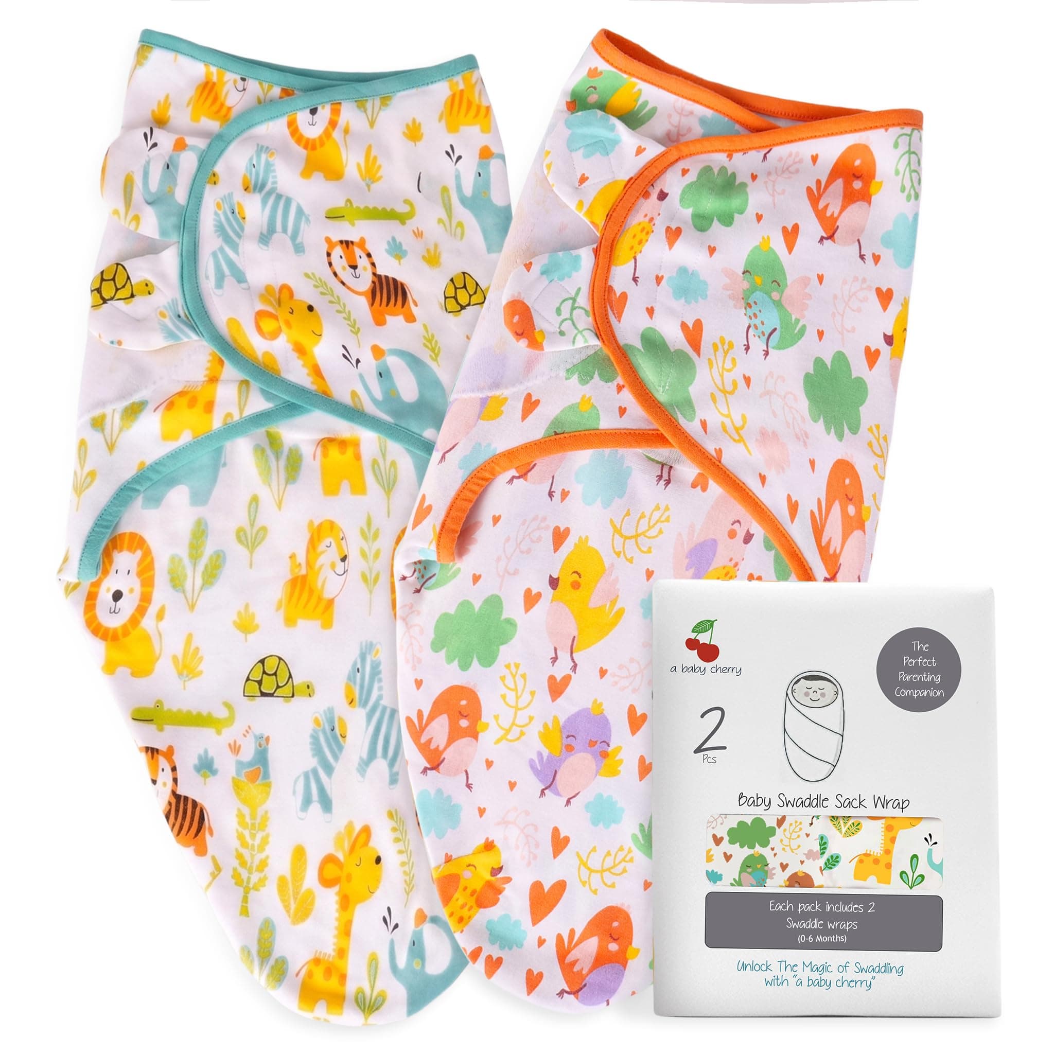 a baby cherry - Baby Swaddle Wrap for New Born || Adjustable Swaddle for New Born Baby || 100% Cotton Soft Baby Blanket for 0-6 Months - Pack of 2 (Multi-Color, 200 GSM)