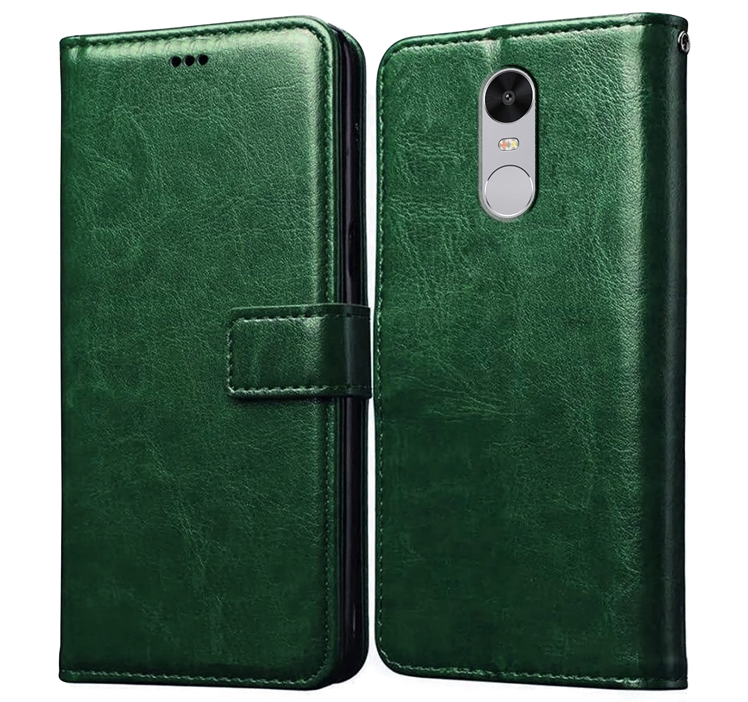 Amazon Brand- Solimo Flip Leather Mobile Cover (Soft, Flexible & Kickstand Back case) Compatible for Mi Redmi Note 4 (Green)