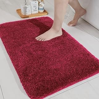 LUXE HOME INTERNATIONAL Bath Microfibre Rectangular Mat Super Soft Anti Skid Newman Mats for Bathroom (40x60 cm, Maroon)