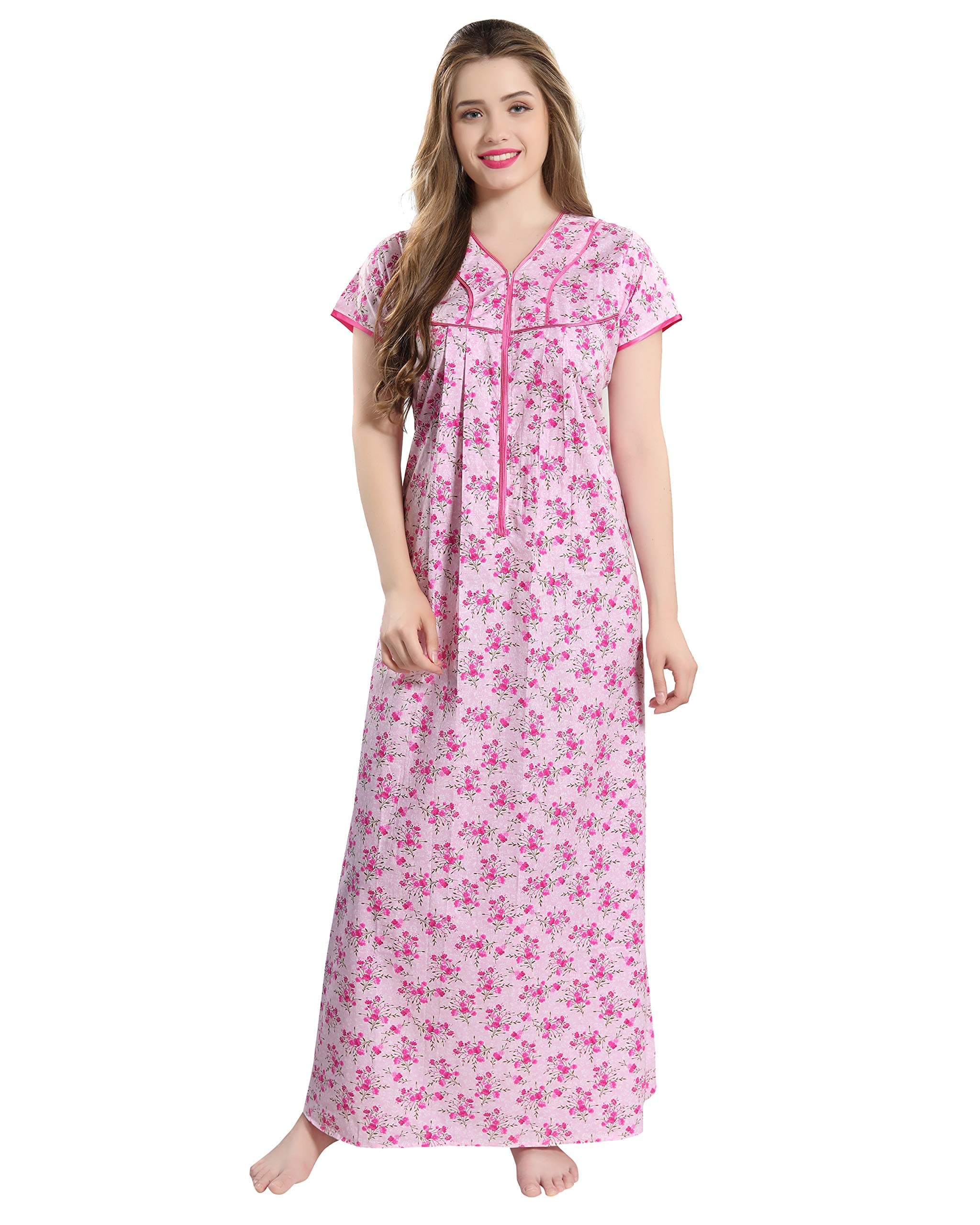 AV2 Women's Cotton Printed Feeding Nursing Maternity Nighty