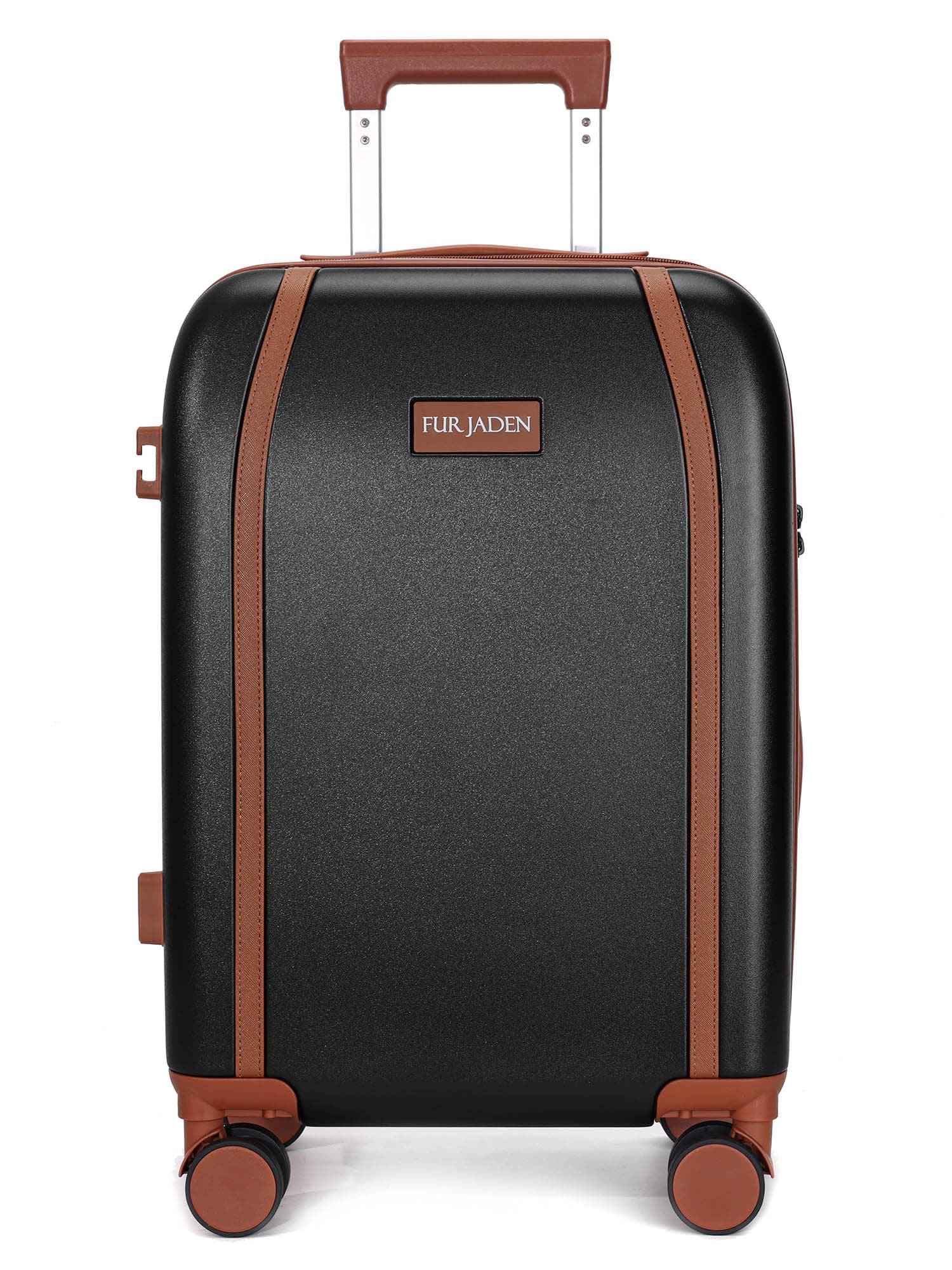 FUR JADEN The Wayfarer 55cm Polycarbonate Travel Luggage Suitcase with 8 StealthTech Silent Shock Absorbing Wheels, TSA Lock & Aviation Grade Telescopic Trolley (Stark Black, Cabin 20")
