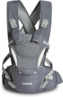 LuvLap Comfy Plus Newborn Baby Carrier with Hip Seat, Ergonomically Designed (6-24 Months), 6 Baby Carrying Modes, Carrying Capacity 15Kg, Grey