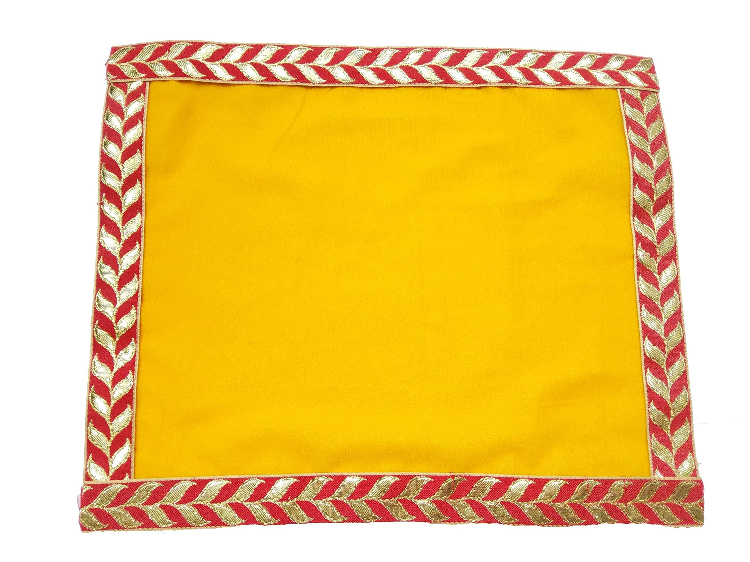 Ladoo krishna Velvet Puja Aasan | Velvet Aasan; Altar Puja Aasan Altar Cloth/Chowki Aasan Kapda Mat for Puja Table/Velvet Altar Cloth for Puja Home Mandir and Temple (Yellow) Size (6 by 6 Inc)