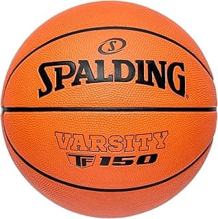 Spalding Varsity-TF-150 FIBA Approved Rubber Moulded Indoor/Outdoor Basketball with Butyl Bladder, Suitable for Practice/Match/Training + Free Air Needle
