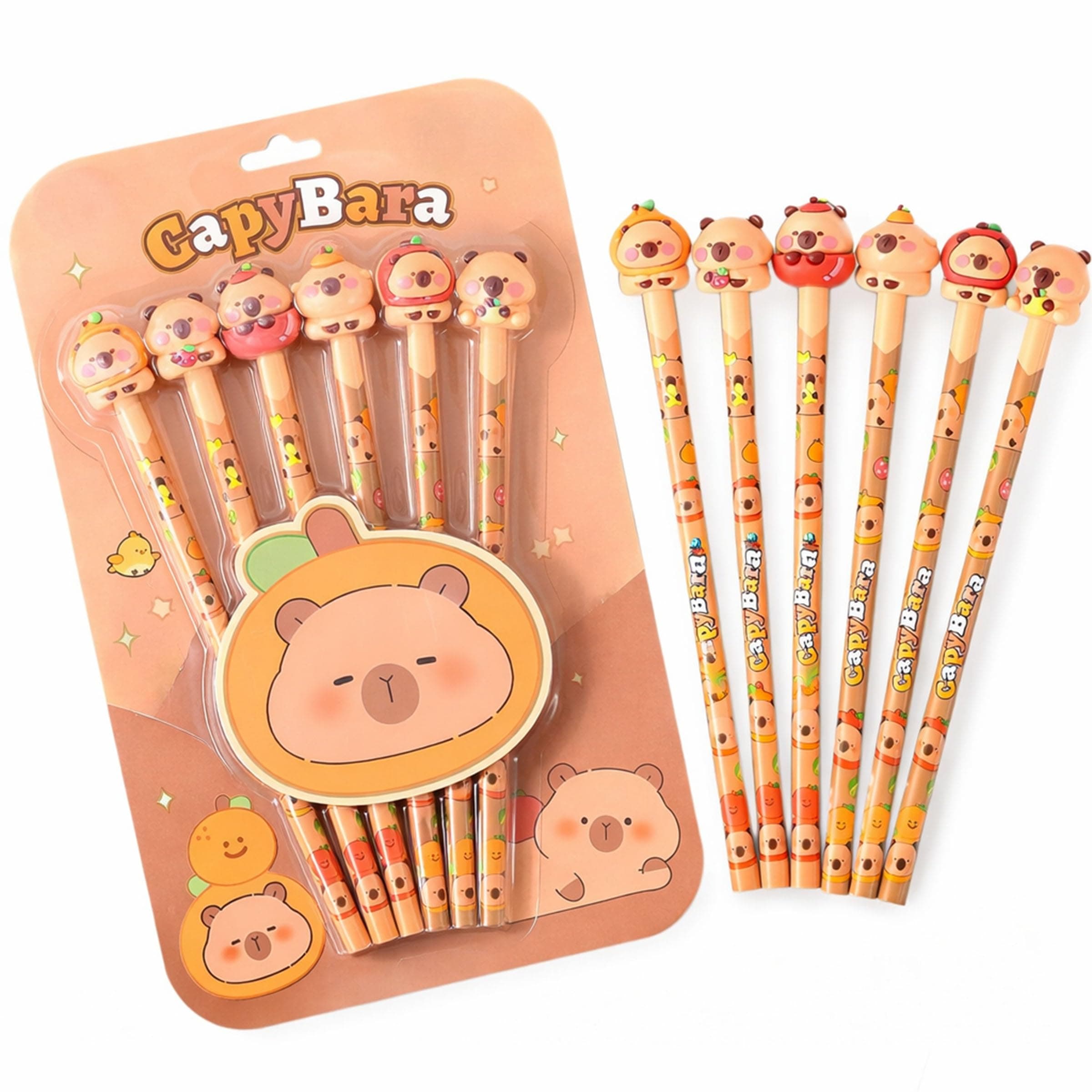 Toyshine Pencil Set with Erasers on Top | Pack of 6 Cute Character HB Pencils | Smooth Writing School Stationery for Kids, Students & Gifting Birthday Gift Return Gift