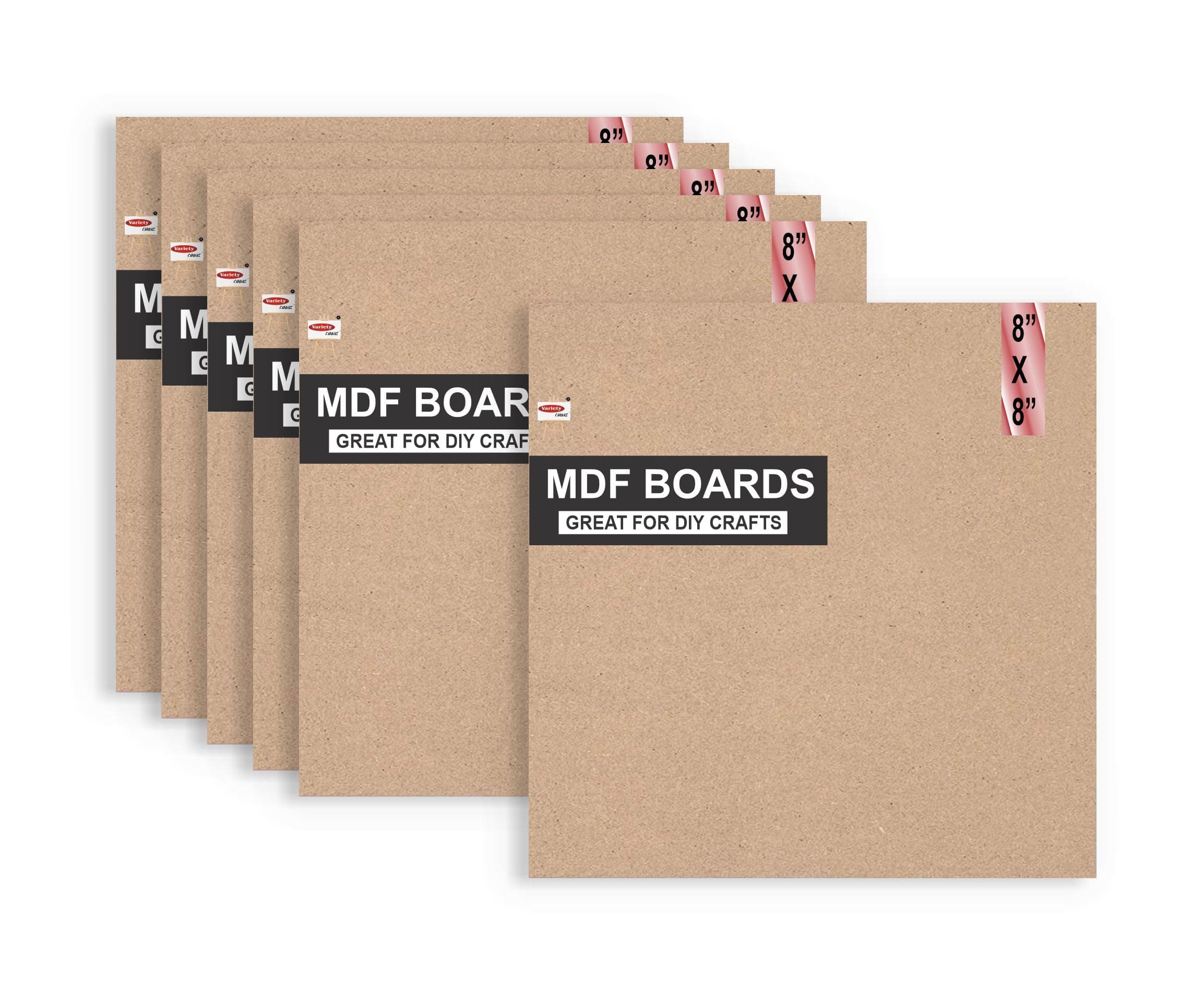 Variety Canvas 6 Piece A4 Size MDF Boards for Art and Craft, Wood MDF Sheets for Craft Work, DIY MDF Cutouts (8 x 8 MDF Board)