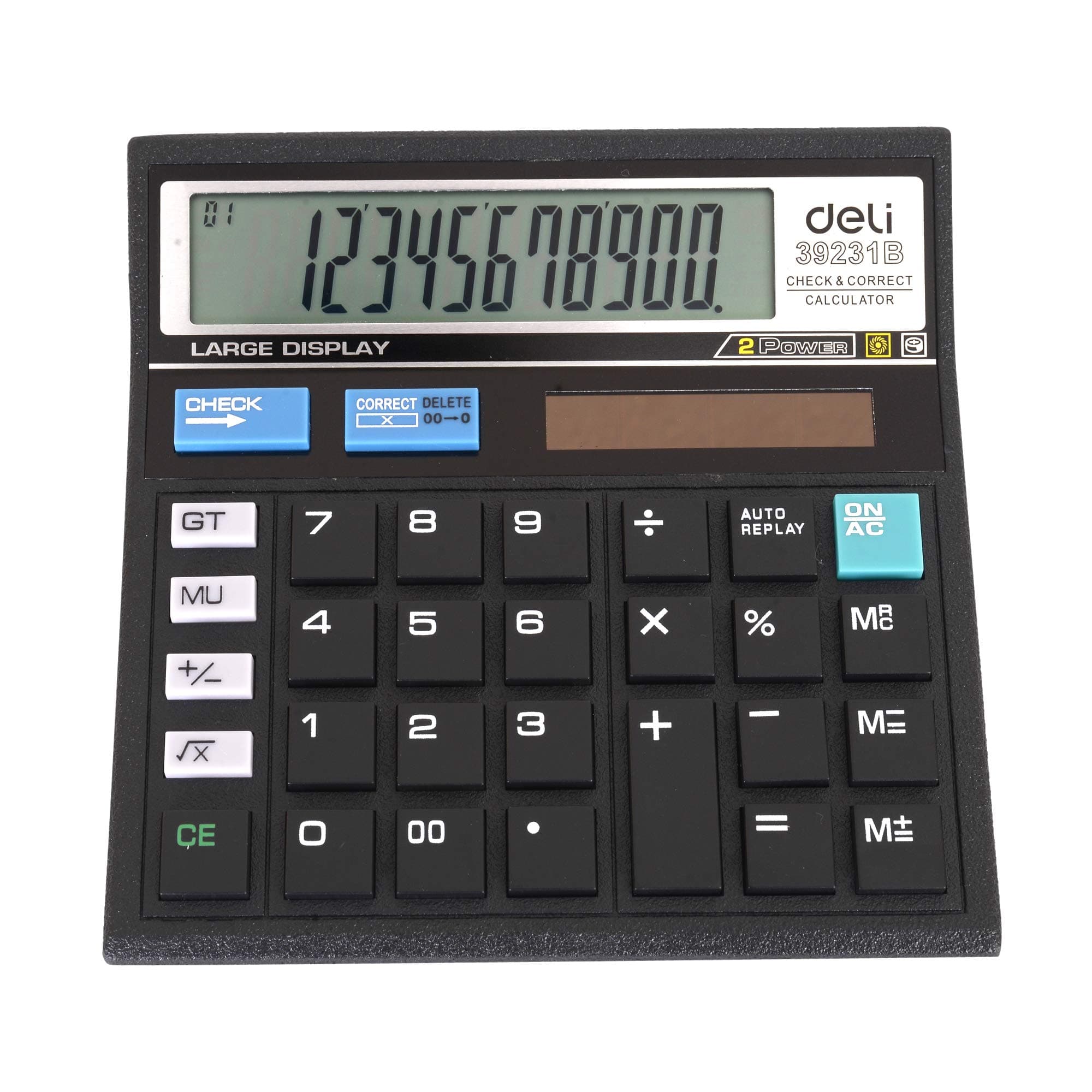 Deli W39231B 12 Digit GT Basic Calculator with Steps Check and Correct Function | 3 Years Warranty |- Black