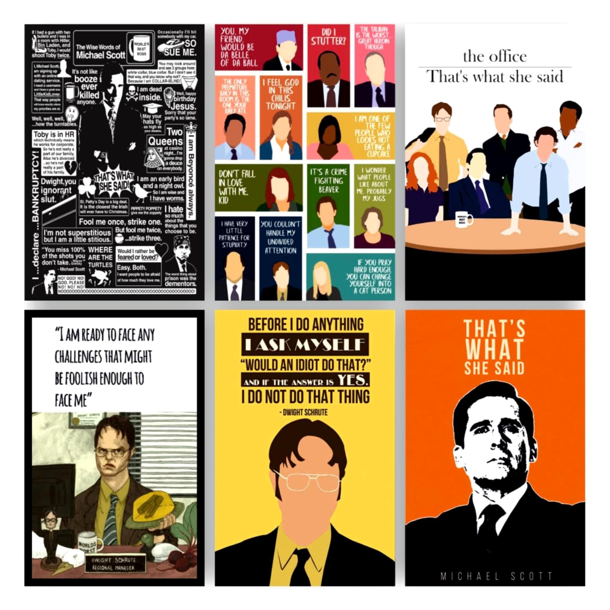 POSTER WALLAH Set of 6 The Office Poster for Home Office and Student Room Wall | Aesthetic Poster | Wall Decor (12x8 Inch)