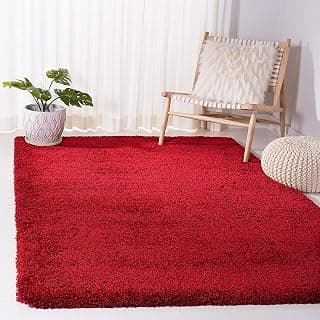 SEALION Home Modern Shaggy Carpets and Rugs for Hall, Offices, Kitchens, Bedroom, Living Room and Cabins (5x8 feet, Red)