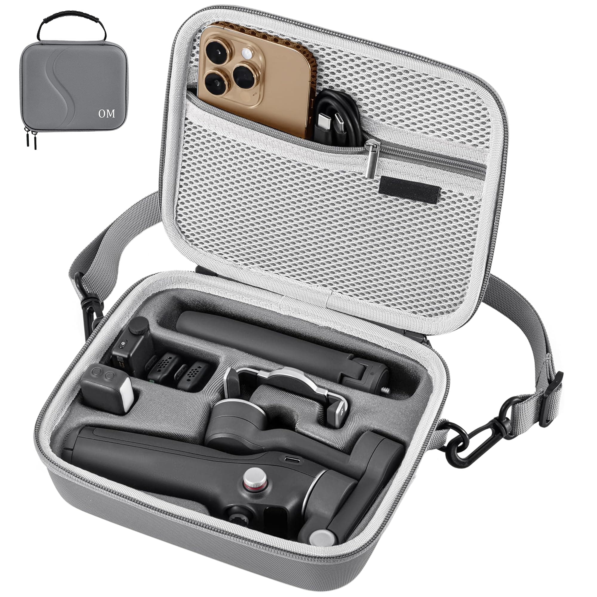 Sounce Osmo Mobile 7P Case Portable PU Shoulder Bag for DJI Osmo Mobile 7/7P & OM 7 Pro Gimbal Stabilizer, Waterproof Travel Carrying Case with Accessory Storage & Adjustable Strap