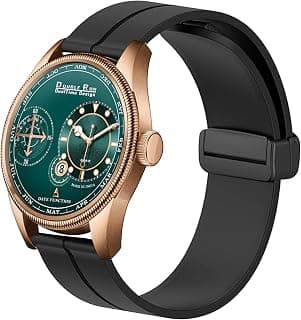 DOUBLERUN Chonograph Date Display Radium Dial Analoge Silicone Magnetic Belt Watch for Men, Series C-180-00